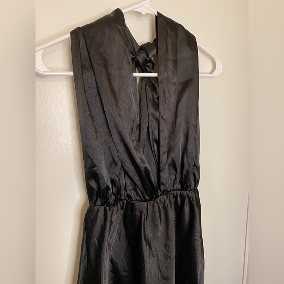 Satin Halter Tie Back Dress Mahina Black - Picture 10 of 15